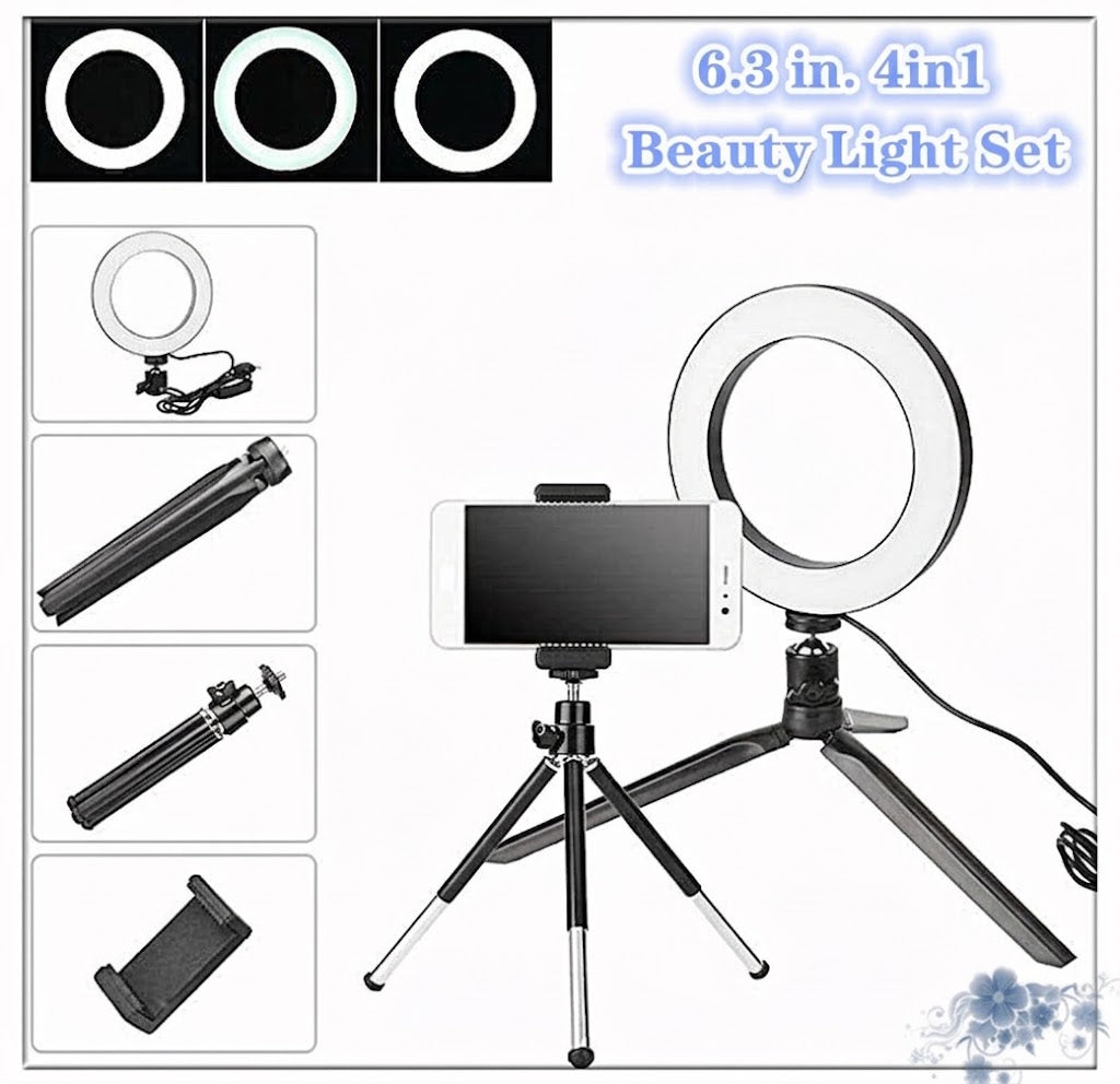360° Rotatable LED Ring Light With Desktop Tripod