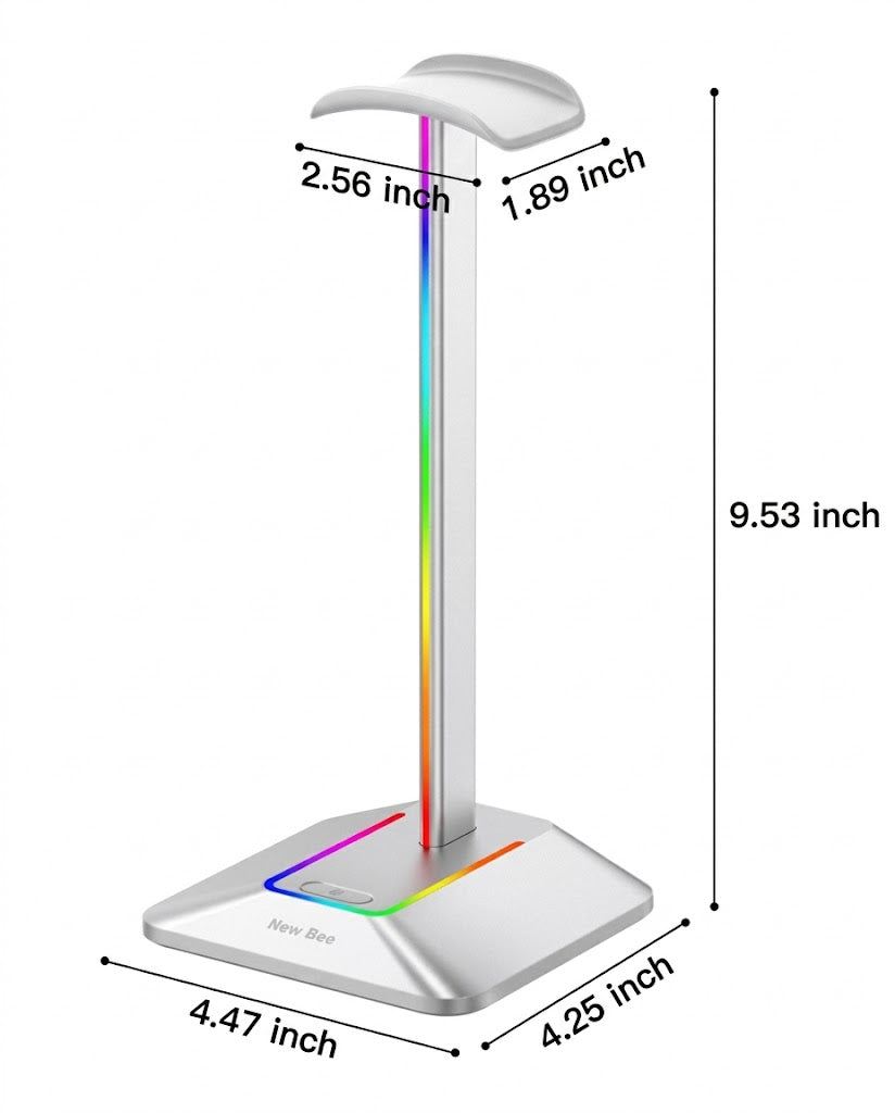 RGB Gaming Headset Stand With Dual Output Display